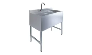 36&Quot; X 19&Quot; Two Compartment Underbar Sink With Right Drainboard &Amp; Faucet
