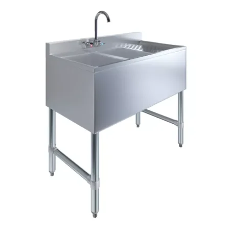 36&Quot; X 19&Quot; Two Compartment Underbar Sink With Right Drainboard &Amp; Faucet