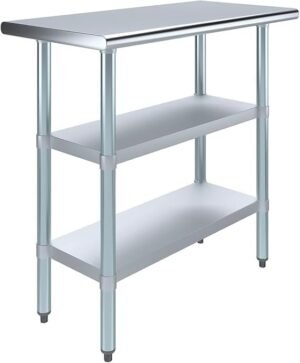Stainless Steel Work Table With 2 Shelves – Nsf Certified