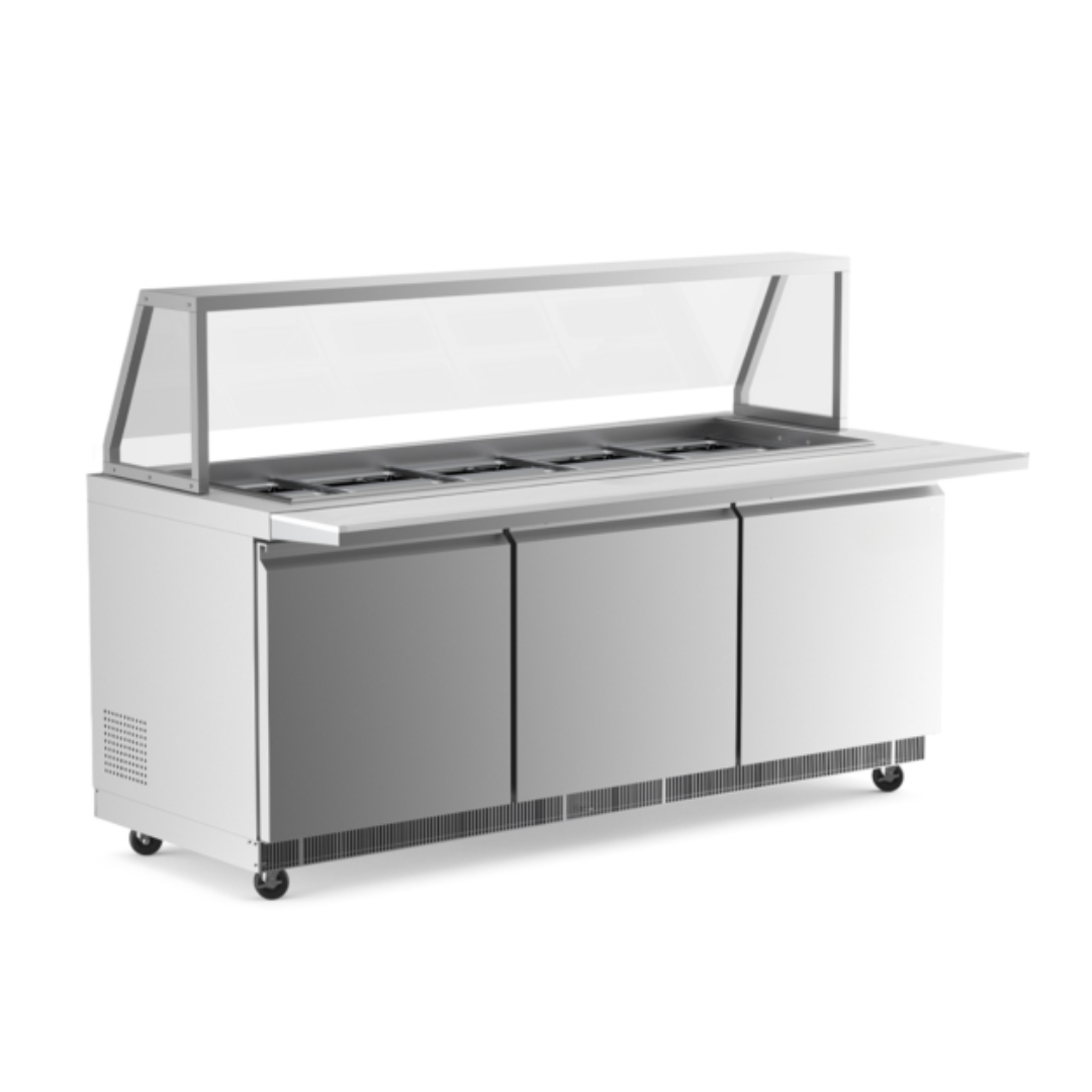 Cbt72-Sg 72&Quot; Refrigerated Employee Service Salad Bar With Cutting Board 1 Cbt72-Sg 72&Quot; Refrigerated Employee Service Salad Bar Front View