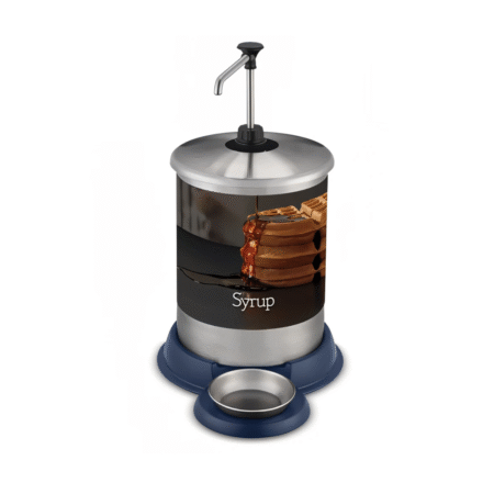 WSD1G 1 Gallon Countertop Syrup Dispenser with pump and stainless steel housing.