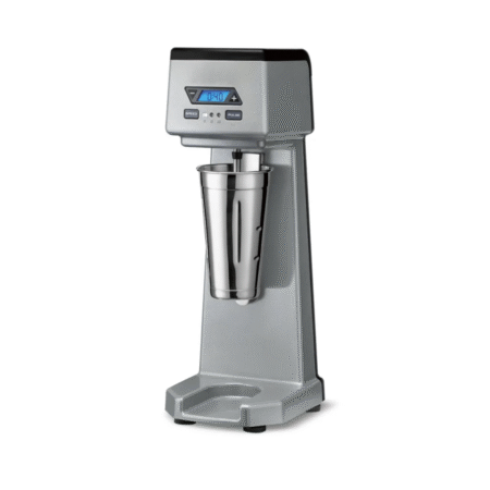 WDM120TX Single Spindle Countertop Drink Mixer with stainless steel cup.