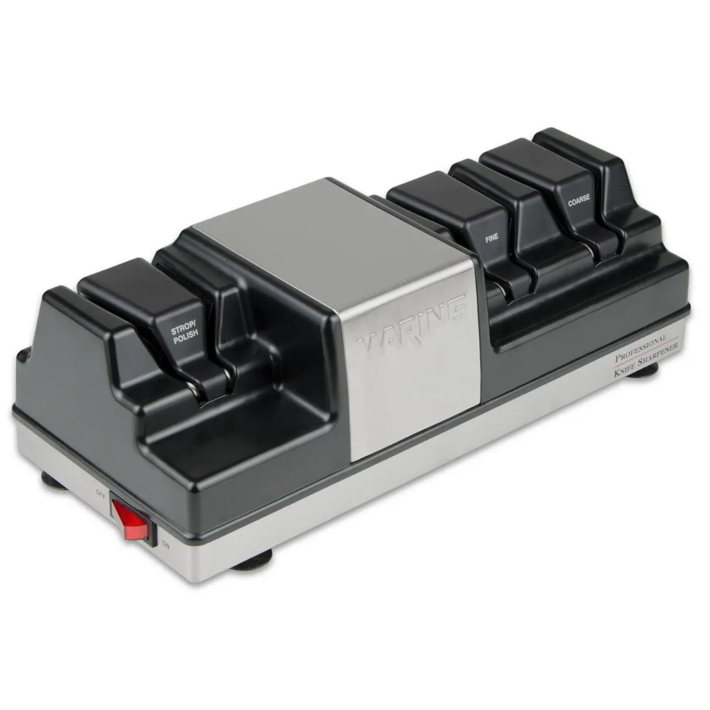 Waring Wks800 Electric Knife Sharpener W/ 3 Wheels &Amp; Magnetized Drawer 2 Close-Up Of Coarse, Fine, And Stropping Wheel Ports
