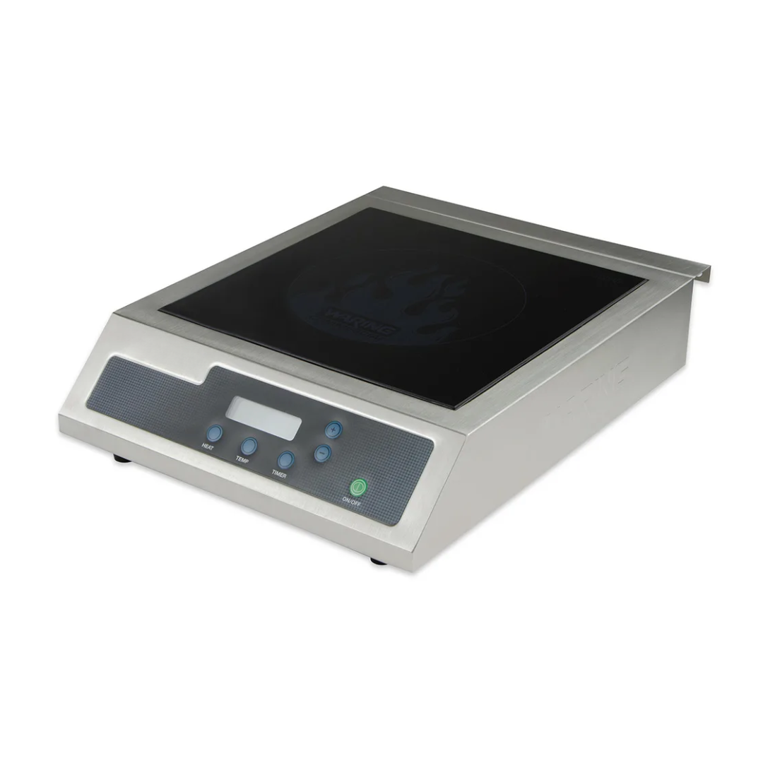 Wih400 Countertop Induction Cooktop W/ (1) Burner, 120V/1Ph 2 A Pot Of Food Being Quickly Heated On The Wih400 Induction Cooktop.