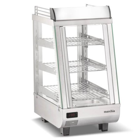 Stainless Steel Heated Countertop Display Case with Front and Rear Doors