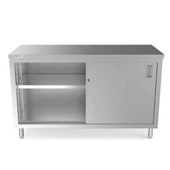 Prepline Pc-24&Quot; Stainless Steel Enclosed Base Work Table 3 Interior View Of The Cabinet With Adjustable Shelf