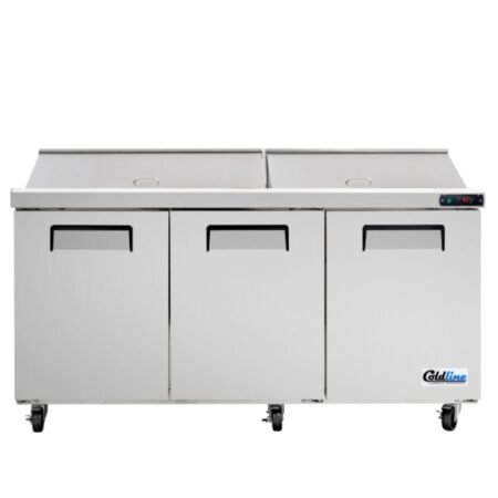 Close-up of 18 x 1/6 size food pans and removable 9.4