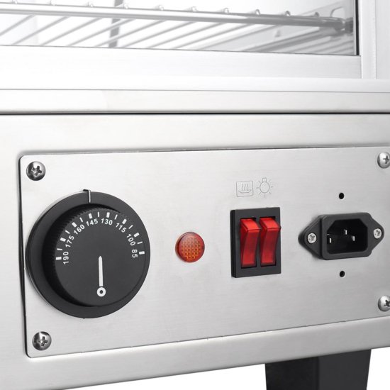 Heated Stainless Steel Countertop Display Case With Front Slanted Glass 3 View Of The Rear Side Of The Mhc Model, Showing The User-Friendly Sliding Doors For Staff Access.