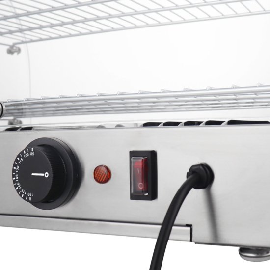 Marchia Hca45 22&Quot; Curved Glass Countertop Hot Food Display Warmer 5 Marchia Hca45 Placed On A Counter Displaying Pastries Or Heated Snacks