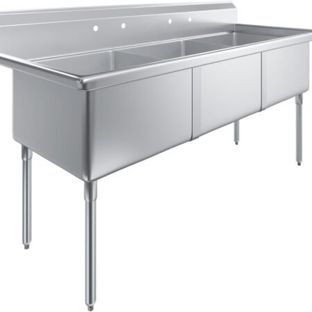 Stainless Steel Three Compartment Sink with 24