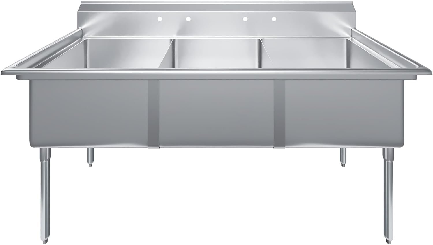 78&Quot; X 30&Quot; Stainless Steel Three Compartment Sink With 24&Quot; X 24&Quot; X 14&Quot; Bowls 4 78&Quot; X 30&Quot; Stainless Steel Three Compartment Sink With 24&Quot; X 24&Quot; X 14&Quot; Bowls - Image 4