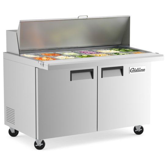 Mega Top Refrigerated Sandwich Prep Table With Cutting Board And Food Pans 6 Holds More Pans Right At Your Fingertips.