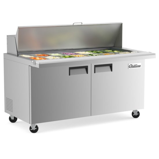 Mega Top Refrigerated Sandwich Prep Table With Cutting Board And Food Pans 4 Digital Temperature Display And Control