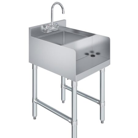 Commercial Blender Station with Dump Sink – 22” x 18” Stainless Steel NSF Underbar Beverage Prep Sink