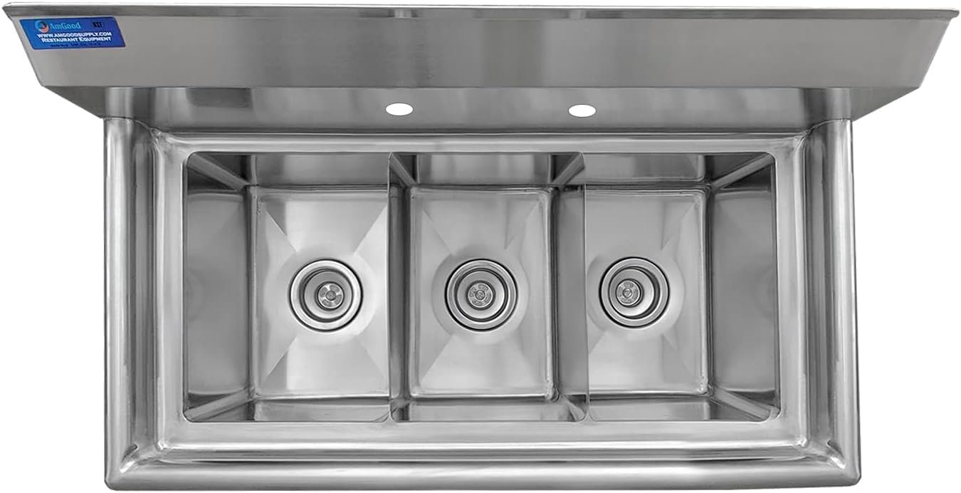 36 Inch 3 Compartment Stainless Steel Sink – Nsf Commercial Triple Bowl Utility Prep Sink 3 36 Inch 3 Compartment Stainless Steel Sink – Nsf Commercial Triple Bowl Utility Prep Sink - Image 3