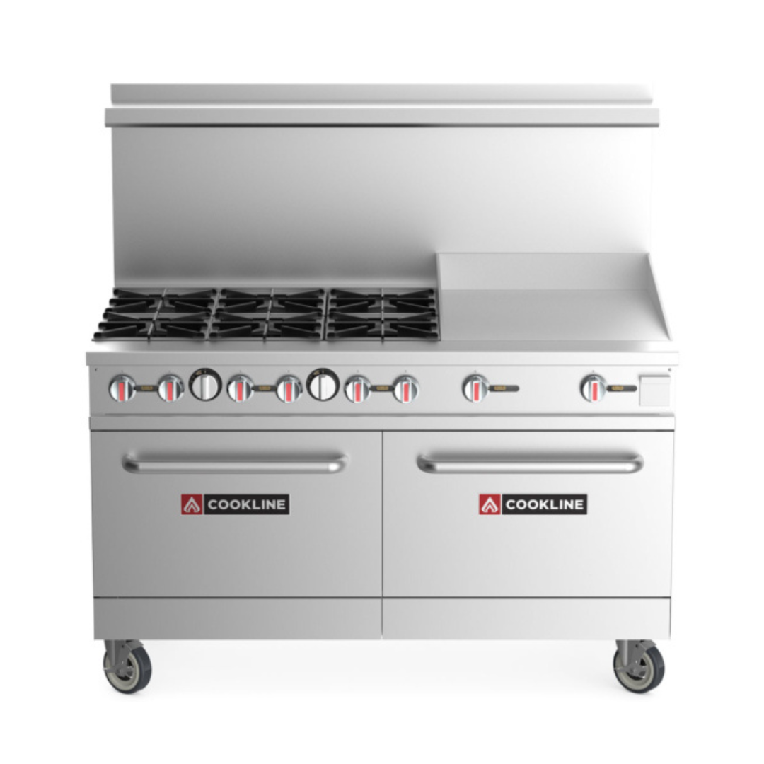 Cookline Cr60-24G-60&Quot; Commercial Range 6 Burner 2 Oven 24&Quot; Flat Griddle 282,000 Btu 3 A Macro View Of Several Brass Gas Orifices And Cast Iron Burner Components For A Commercial Range Conversion Kit. The Image Shows The Small, Threaded Brass Nozzles With Numerical Markings Used For Adjusting Gas Flow.