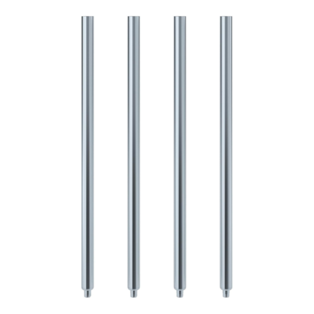 Set of polished stainless steel cylindrical rods with smooth finish for industrial and engineering use
