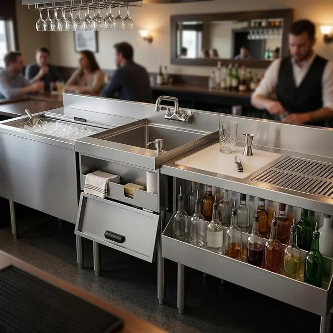 Stainless Steel Underbar Hand Sink With Soap And Towel Dispensers Bowl Faucet And Drain Basket 4 Stainless Steel Underbar Hand Sink With Soap And Towel Dispensers Bowl Faucet And Drain Basket - Image 4