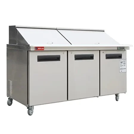 Westlake Wksr-72Bm 72 Inch Commercial Mega Top Salad And Sandwich Prep Table With Three Doors.