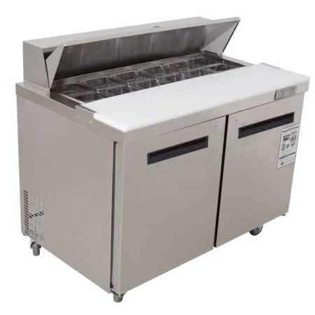 Westlake Wksr-48B 48 Inch Stainless Steel Commercial Sandwich Prep Table Refrigerator With Wheels
