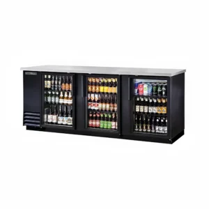 True TBB-4G-HC-LD 90 3/8" Bar Refrigerator 3 Swinging Glass Doors 115v