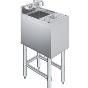 Underbar Mixology Station – Stainless Steel Bar Sink with Glass Rinser & 3" Backsplash