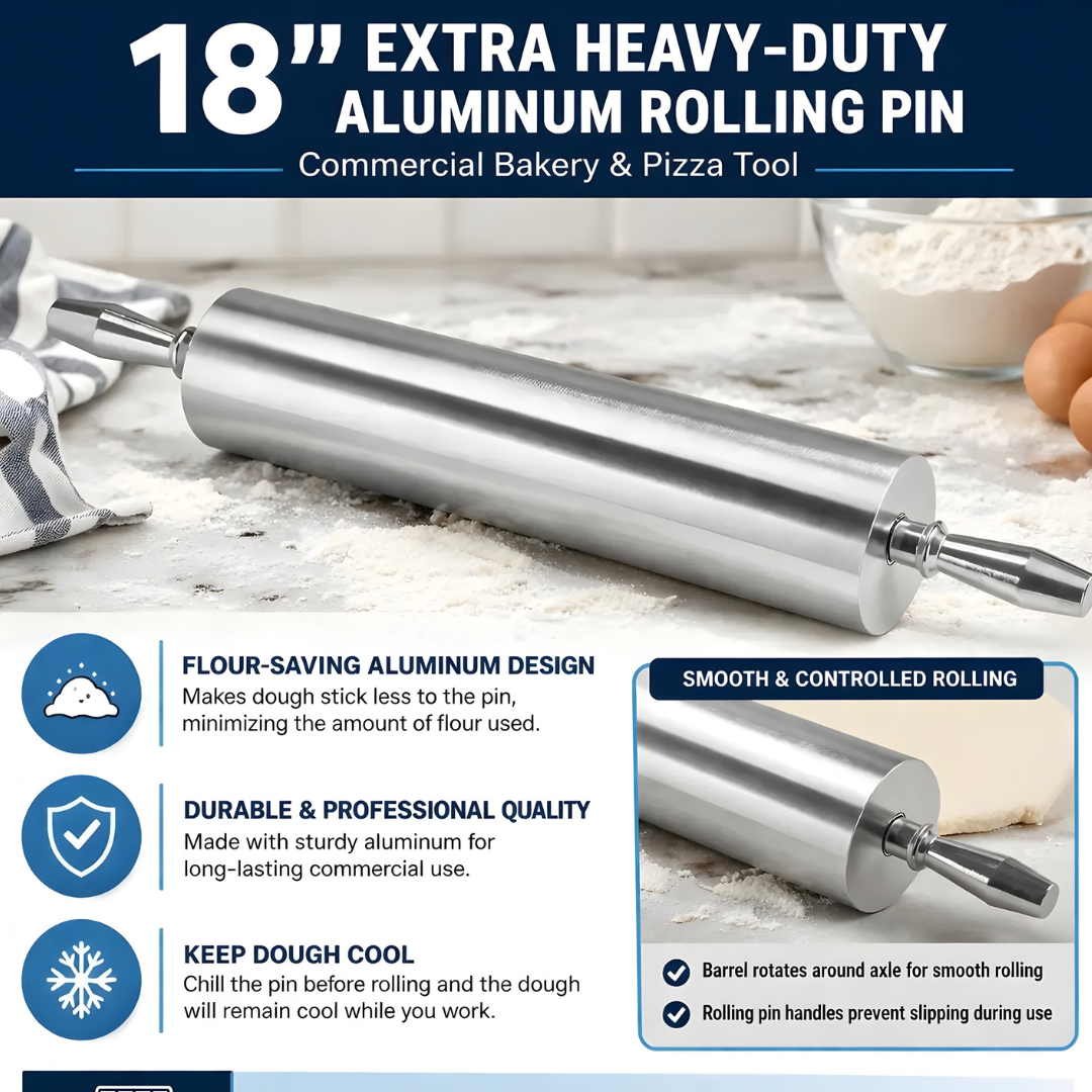 18&Quot; Aluminum Rolling Pin Extra Heavy Duty Commercial Bakery Dough Roller Pizza 4 18&Quot; Aluminum Rolling Pin Extra Heavy Duty Commercial Bakery Dough Roller Pizza - Image 4