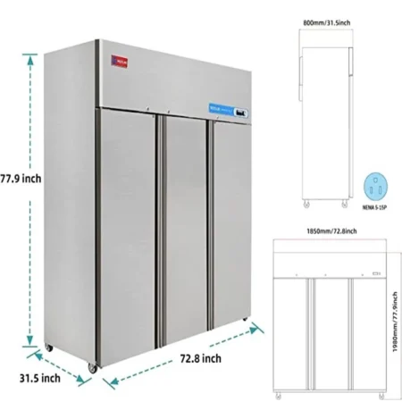 Westlake WK-72F Commercial 3-Door Reach-in Freezer with Stainless Steel Finish