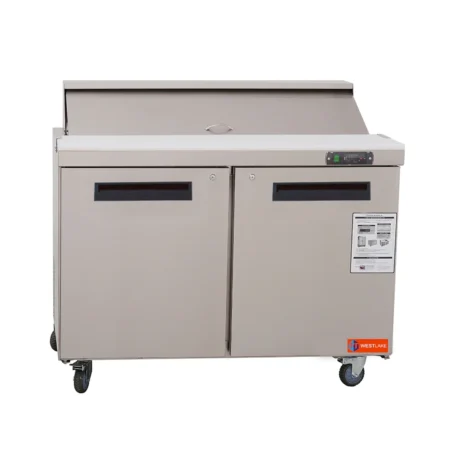 Westlake Wksr-48B 48 Inch Stainless Steel Commercial Sandwich Prep Table Refrigerator With Wheels