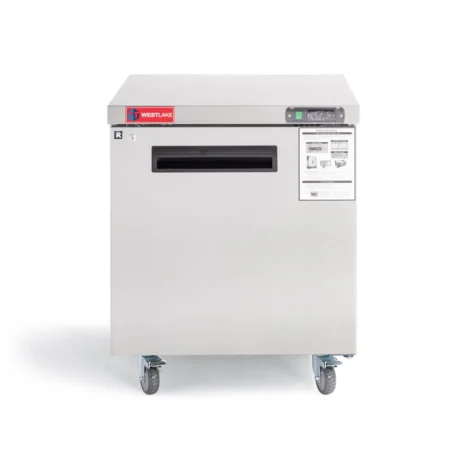 Westlake Wktr-27B Commercial Under-Counter Stainless Steel Refrigerator With Digital Display And Wheels