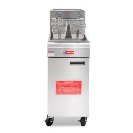 Westlake GF120 Natural Gas Floor Fryer with 50 lb capacity and 120,000 BTU output.