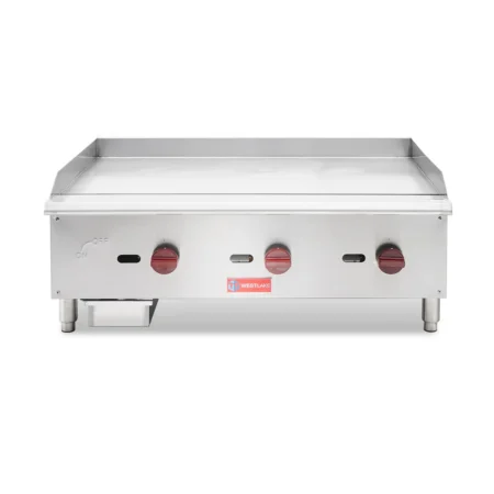 Commercial Gas Griddle 36 Inch 3-Burner Stainless Steel Countertop Plate Grill For Restaurant Kitchen.