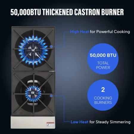 Gas Hot Plate, Commercial Countertop Range, Westlake EHP-2S, 2-Burner Hot Plate, Restaurant Cooking Equipment.
