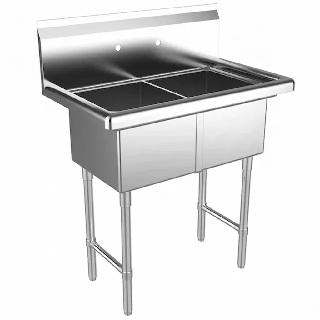 33&Quot; Stainless Steel Two Compartment Commercial Sink | 14&Quot; X 16&Quot; Bowls 5 33&Quot; Stainless Steel Two Compartment Commercial Sink | 14&Quot; X 16&Quot; Bowls - Image 5