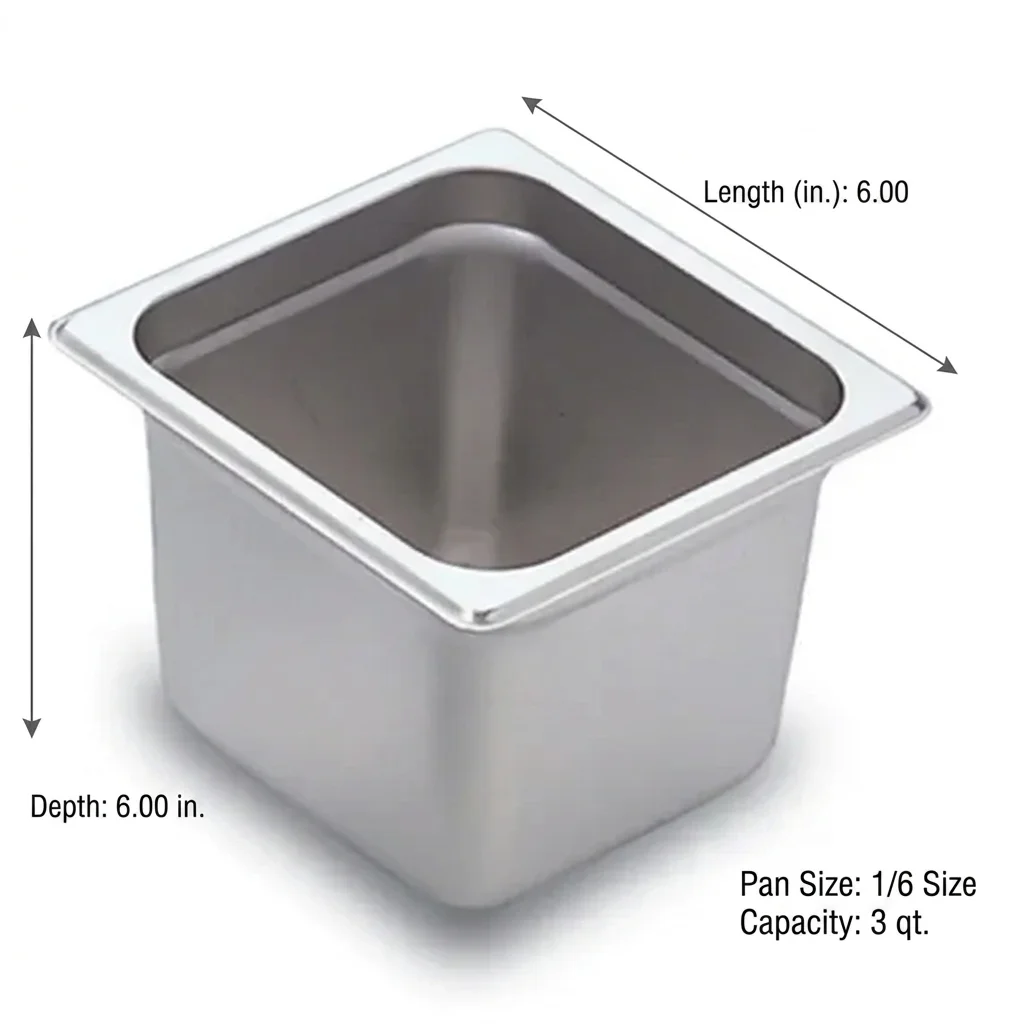 1/6 Size 6&Quot; Deep Stainless Steel Steam Table Pan 3 1/6 Size 6&Quot; Deep Stainless Steel Steam Table Pan - Image 3