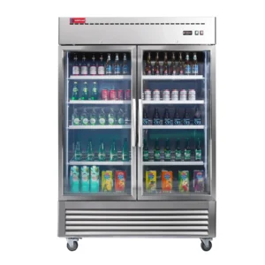 WESTLAKE Commercial Refrigerator Merchandiser 54" 2-Glass Door 49 Cu.ft Stainless Steel | Embraco ETL Display Cooler Reach-In for Restaurant