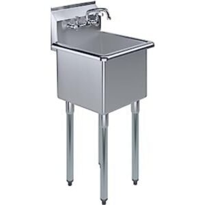 Express KitchQuip Stainless Steel One Compartment Laundry Utility Room Mop Sink with Faucet - NSF