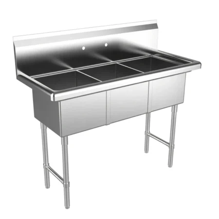 3 Compartment Commercial Sink 47" Stainless Steel - 14" x 16" Bowls