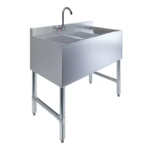 36" x 19" Two Compartment Underbar Sink with Right Drainboard & Faucet