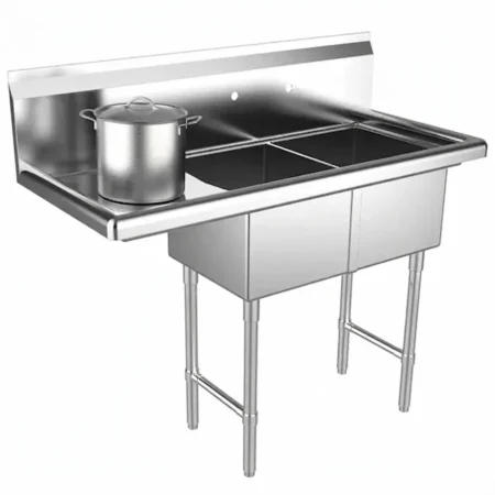 42 Stainless Steel Two Compartment Commercial Sink