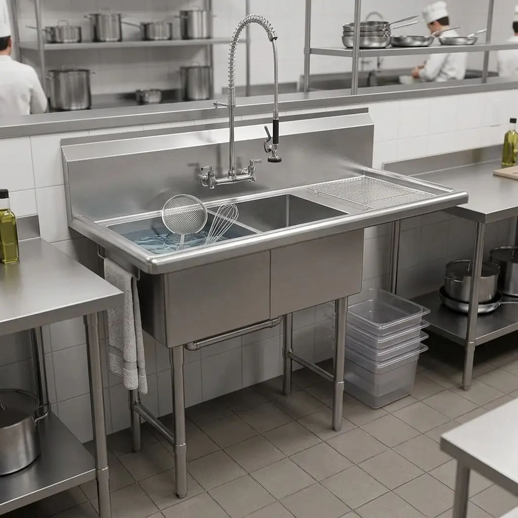 42&Quot; Stainless Steel Two Compartment Commercial Sink With Right Drainboard 4 42&Quot; Stainless Steel Two Compartment Commercial Sink With Right Drainboard - Image 4