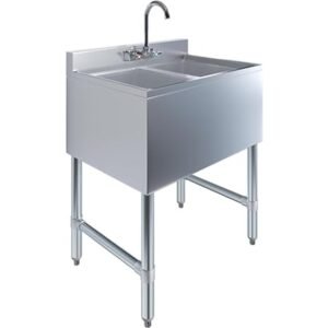 Two Compartment Under Bar Sink with Faucet 24 x 18