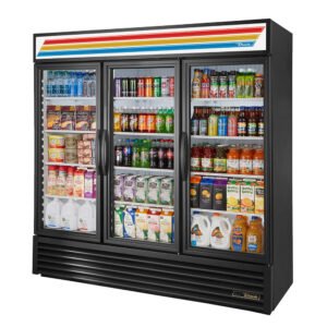 TTrue GDM-72-HC~TSL01 78 1/8" GDM Series Three Section Glass Door Merchandiser 3 Left & Right Hinge Doors 115v