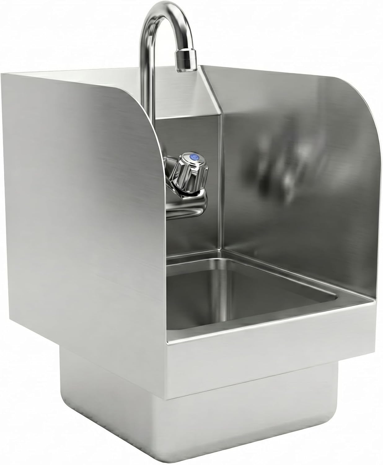 Commercial Wall Mount Hand Sink - Stainless Steel Nsf 1 Commercial Wall Mount Hand Sink With Side Splashes And Gooseneck Faucet