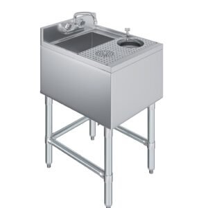 22" x 18" Mixology Station Underbar Hand Sink with Glass Rinser and Dipper Well – NSF Stainless Steel Bar Sink