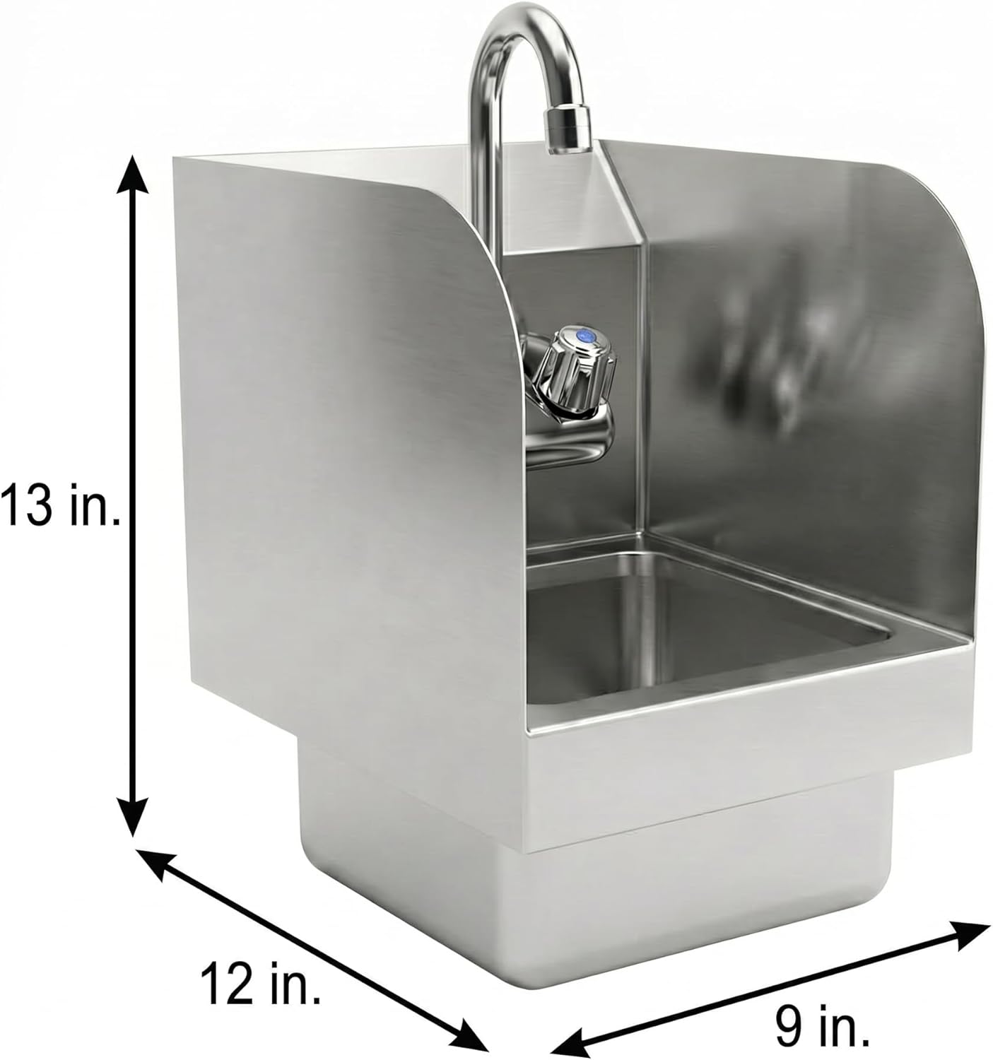 Commercial Wall Mount Hand Sink - Stainless Steel Nsf 3 Commercial Wall Mount Hand Sink With Side Splashes And Gooseneck Faucet