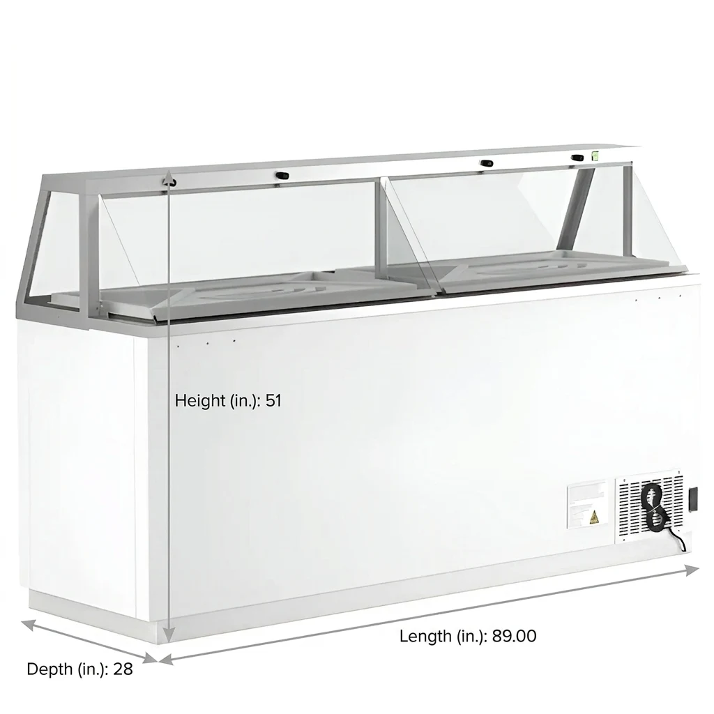 Coldline Dip-88 89&Quot; Ice Cream Dipping Cabinet Freezer | (16) Tub Capacity 2 Coldline Dip-88 89 Ice Cream Dipping Cabinet Freezer