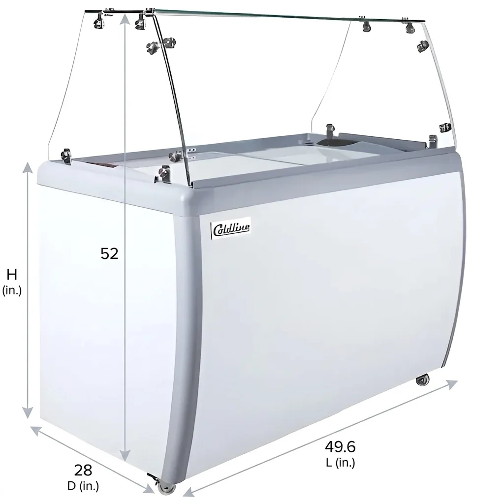 Coldline Dp-360-Fsg 50&Quot; 8-Tub Ice Cream Dipping Cabinet Freezer With Sneeze Guard 5 Coldline Dp-360-Fsg 50&Quot; 8-Tub Ice Cream Dipping Cabinet Freezer With Glass Sneeze Guard
