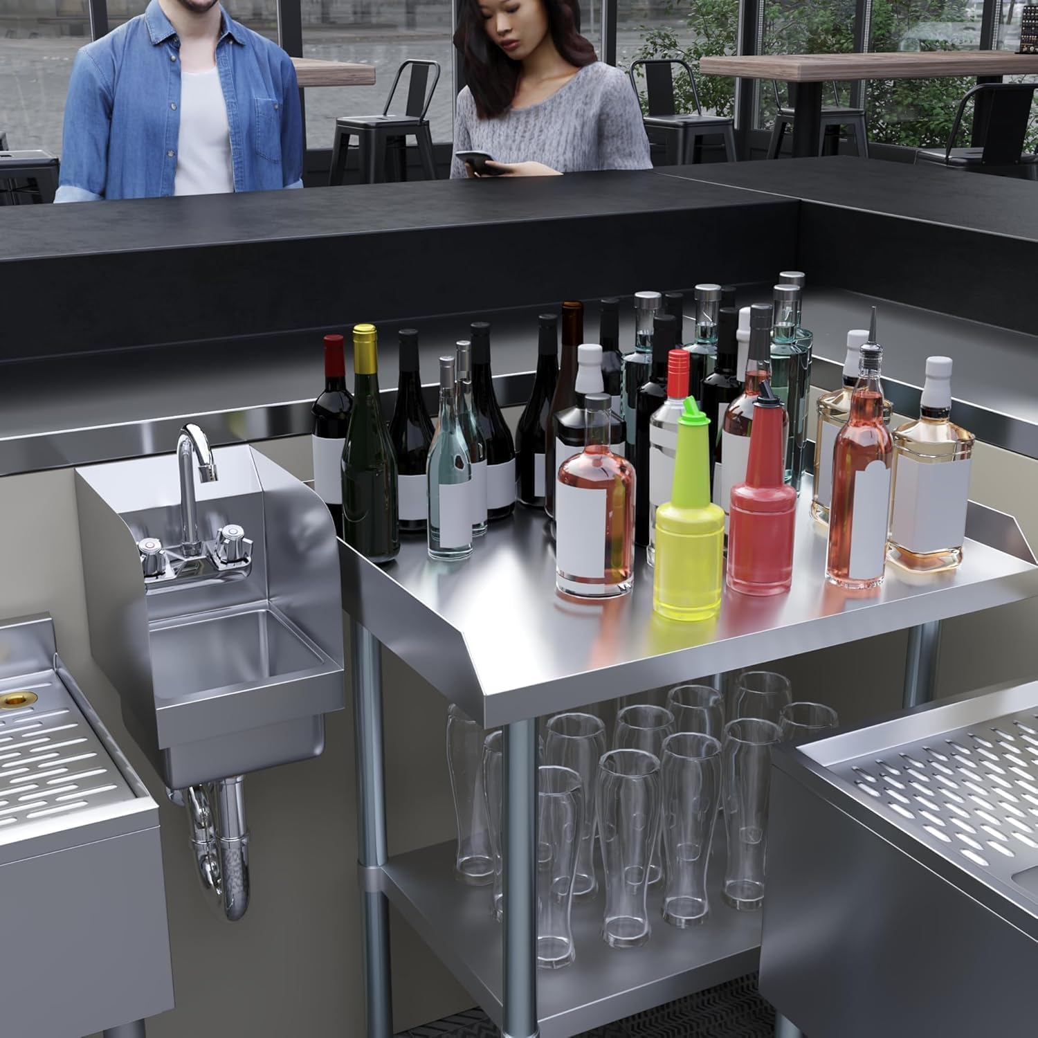 Commercial Wall Mount Hand Sink Stainless Steel Space Saver Sink Faucet Included, Hand Wash Sink With Drain Basket For Restaurant Food Truck (12” X 09” With Sidesplash) 5 Commercial Wall Mount Hand Sink With Faucet And Sidesplash