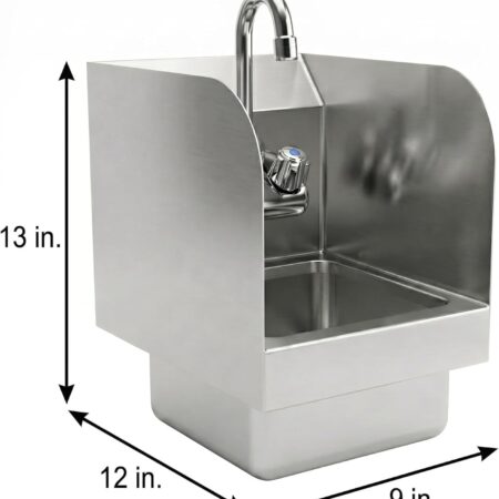 Commercial Wall Mount Hand Sink with faucet and sidesplash